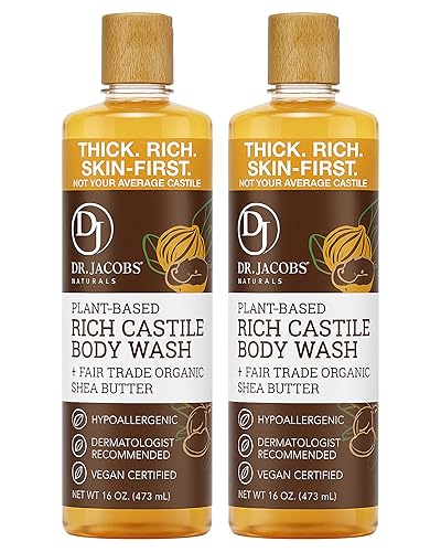 DR. JACOBS NATURALS - Jabón corporal natural de manteca de karité de Castilla para hidratar piel seca y sensible con ingredientes a base de plantas