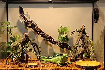 Smoothedo-Pets Reptile Artificial Plants Succulent Terrarium Decor Desert Plant Lizard Bearded Dragon Chameleon Gecko Snake Amphibian Habitat Hideout Turtle Tank Accessories Green 2 Pcs Set