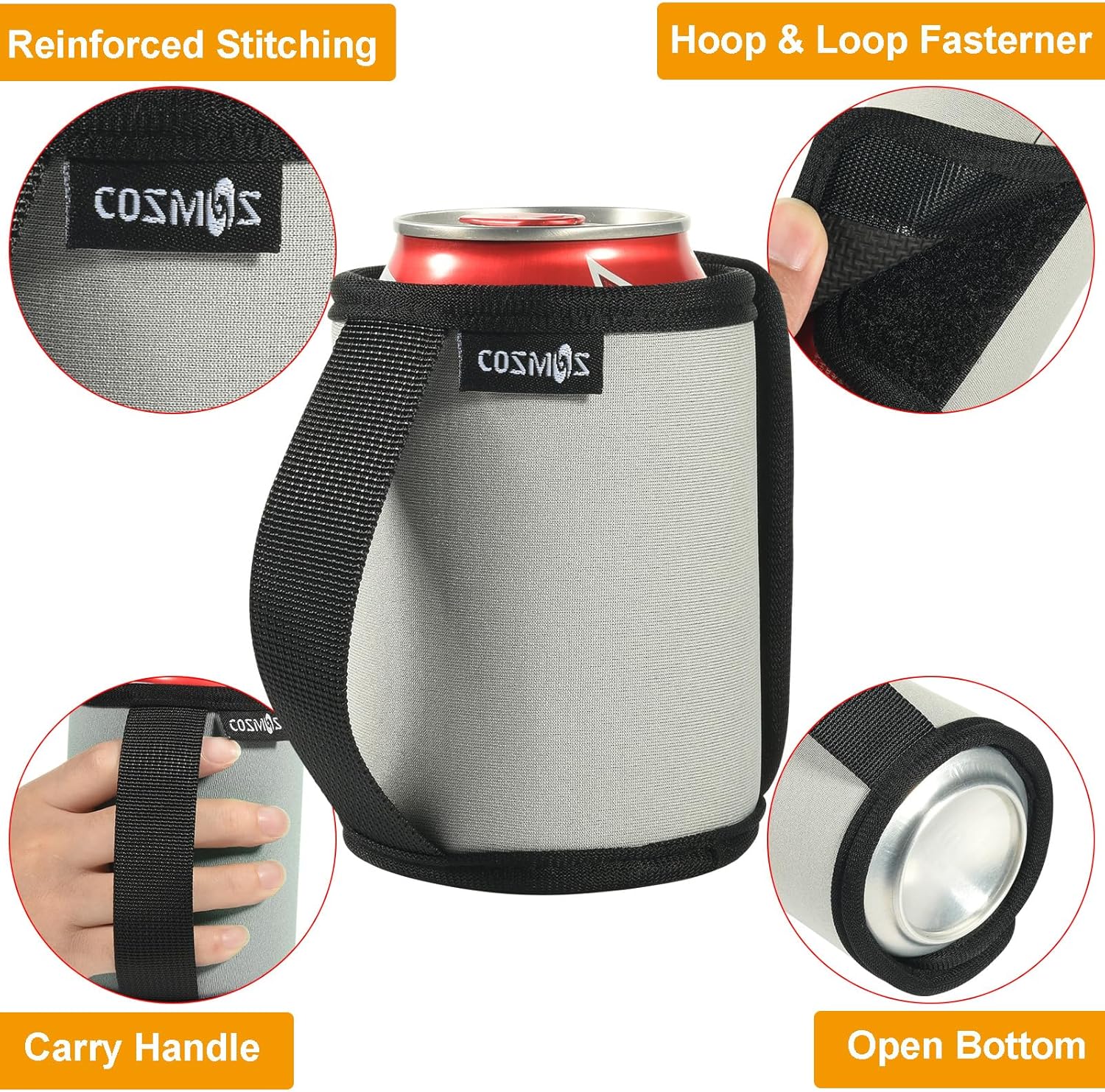 Cosmos 3 Pcs Soft Neoprene Can Cooler Sleeve Anti-Slip Insulator Soda Can Cover Sleeve with Handle Grip fits 12 Oz Standard Size Drink Can for Beverage Beer Can - Image 4