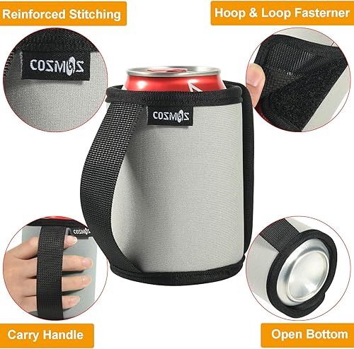 Miniatura 4 de Cosmos Paquete de 3 fundas aislantes de neopreno suave con asa para latas estándar de bebidas y cervezas de 12 onzas líquidas