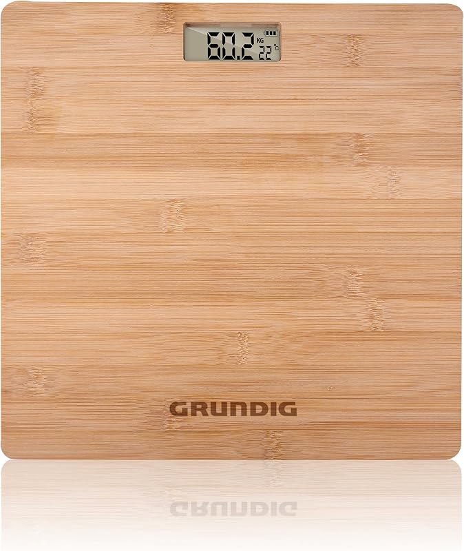 Grundig Bambusz Digitális Személymérleg LCD Kijelzővel 180 kg-ig