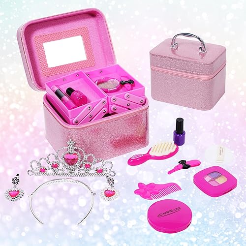 Miniatura 6 de Kit de maquillaje para niños para niñas, kit de maquillaje de simulación para niñas, juguetes de maquillaje falsos con estuche de cosméticos,