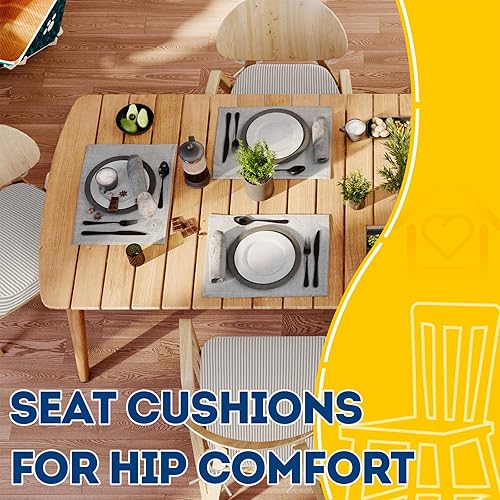 Miniatura 338 de AAAAAcessories Cojines en forma de D, espuma de 2 pulgadas de grosor, con lazos y funda extraíble lavable a máquina, 17 x 16 pulgadas, juego de 4