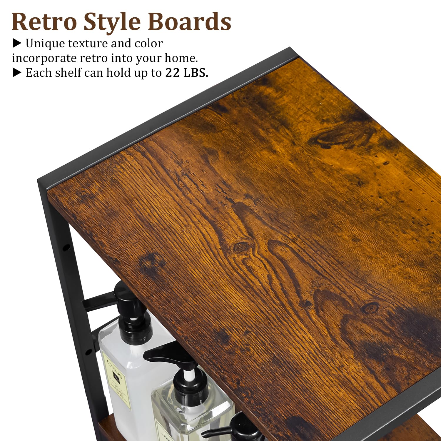 Amazon.com: 4-Tier Iron Wood Bathroom Storage Shelves