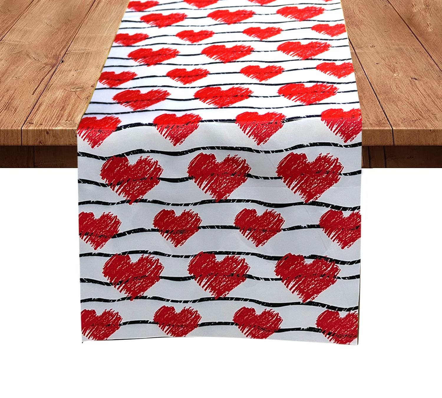 NRAMOOSValentine's Day Red Heart Table Runner 13X 74.8, Table Decoration Vintage Valentine's Day Mother's Day Baby Reveal