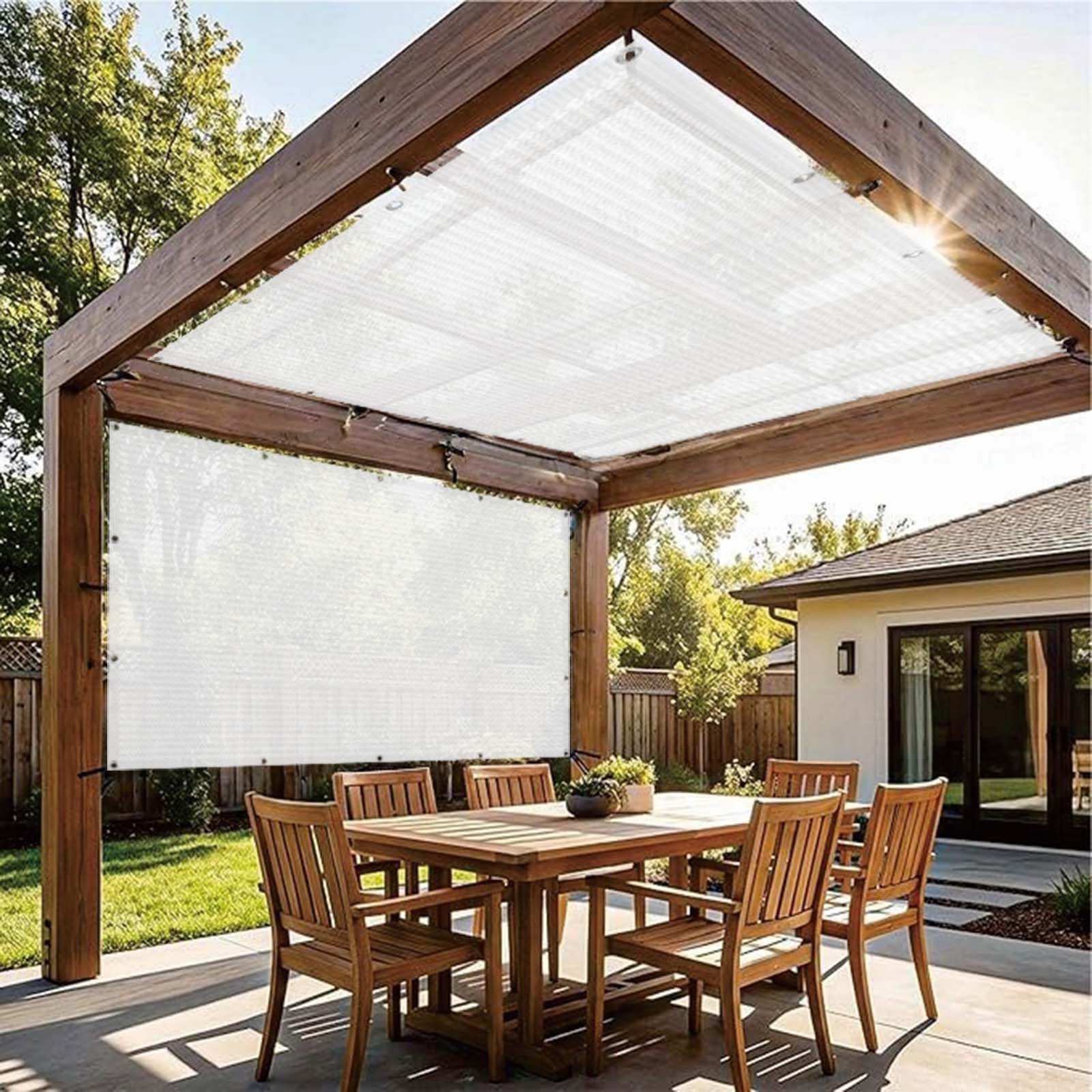 Siatka Cieniująca 200 x 925 cm Oddychające HDPE – 95% Blokady Uv, 90% Zacienienia Siatka Cieniująca Z Oczkami Z Oczkami, Z Linką I Opaskami Kablowymi Do Ogrodu, Biały
