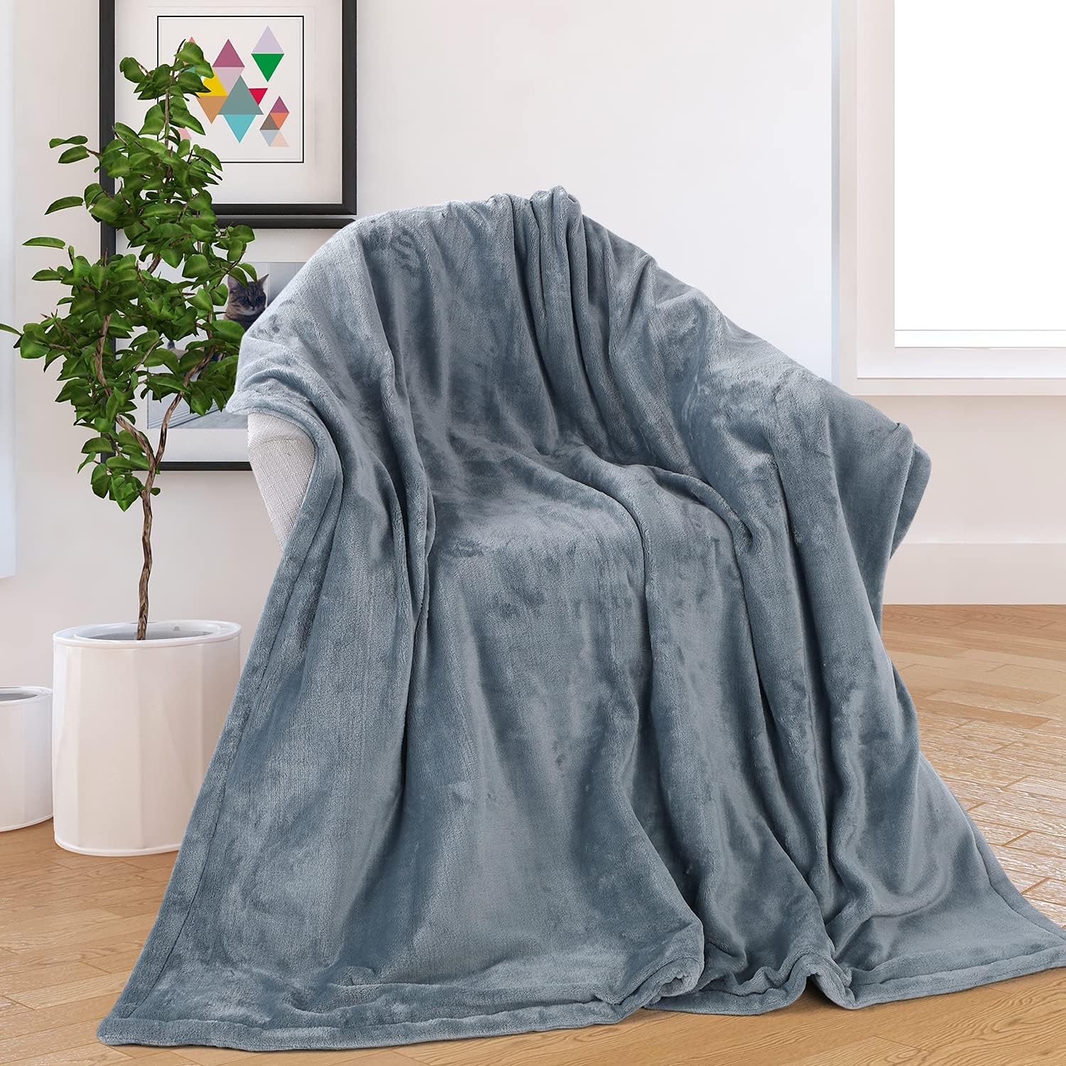 Duerer Heated Blanket 50"x60" Electric Throw Soft Flannel Heating Warmer Blanket 10 Heat Settings and 9 Hours Timer Auto Shut Off Safe Overheat Protection Machine Washable, Gray