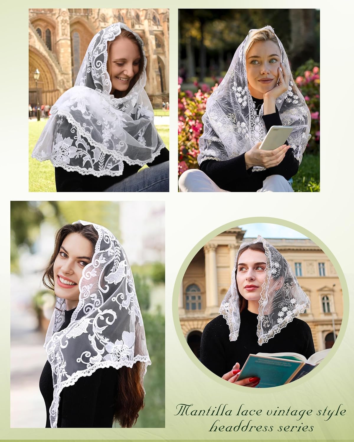 Mantveil Small Triangle Chapel Veil: Vintage Inspired Lace Mantilla Veils for Church Latin Mass Catholic Head Scarf for Women - Image 7