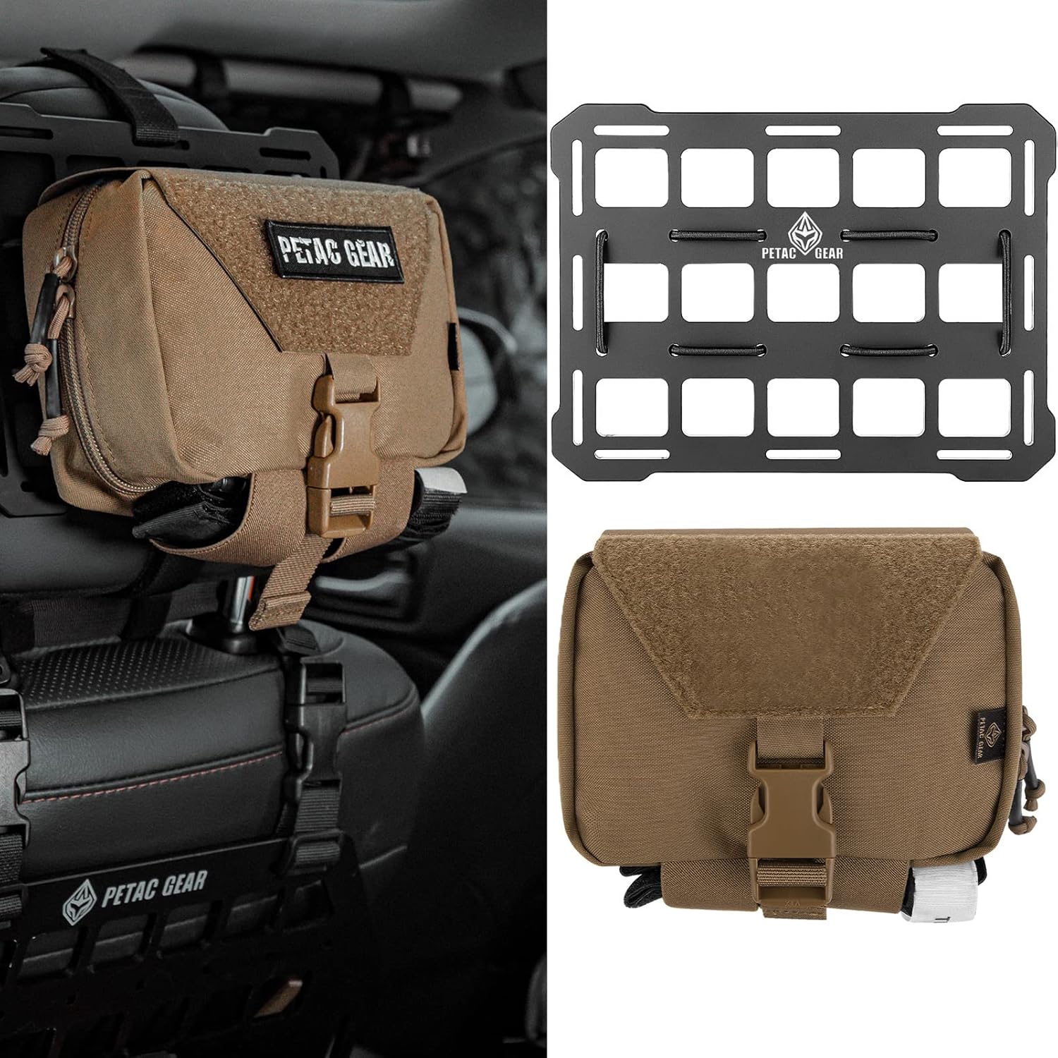 PETAC GEAR Car Headrest Molle Panel & Rip Away Medical