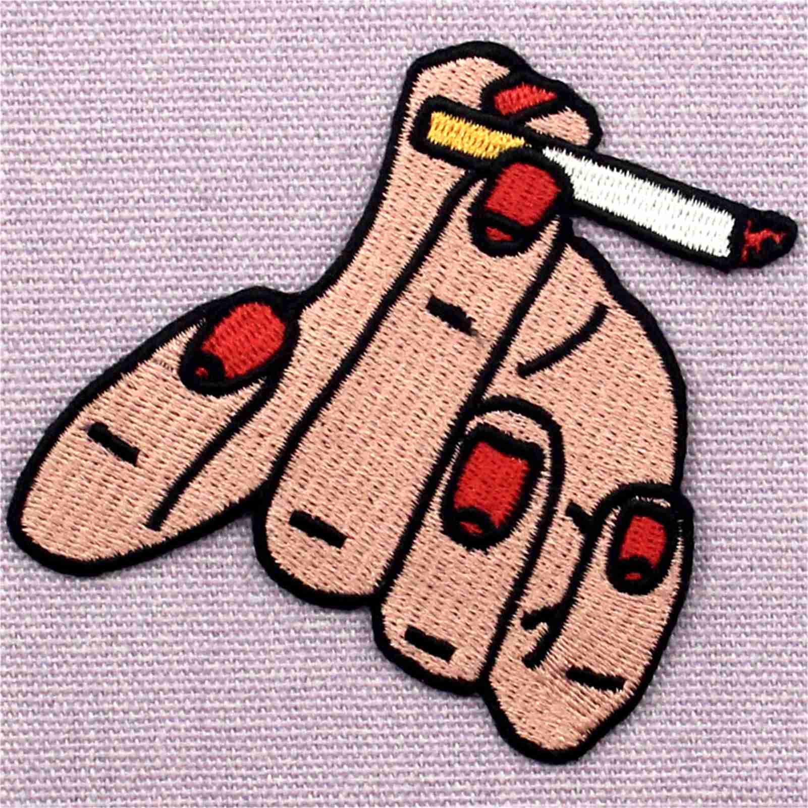 Amazon.com: Smoking Style Hand with Cigaret Patch Embroidered Applique Iron  On Sew On Emblem : Arts, Crafts & Sewing