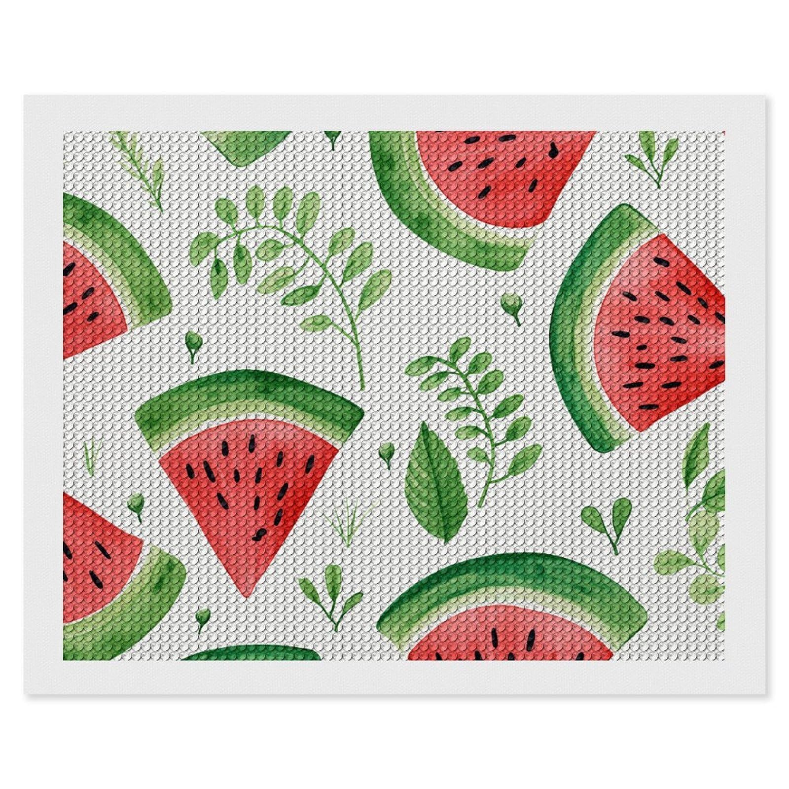 Watermelon Pattern Diamond Art Kits for Adults, DIY 5D Diamonds Painting Kits for Beginner, Round Full Drill Diamond Dots Painting, 16"x20" Diamonds Pictures Gem Art and Crafts Wall Decor
