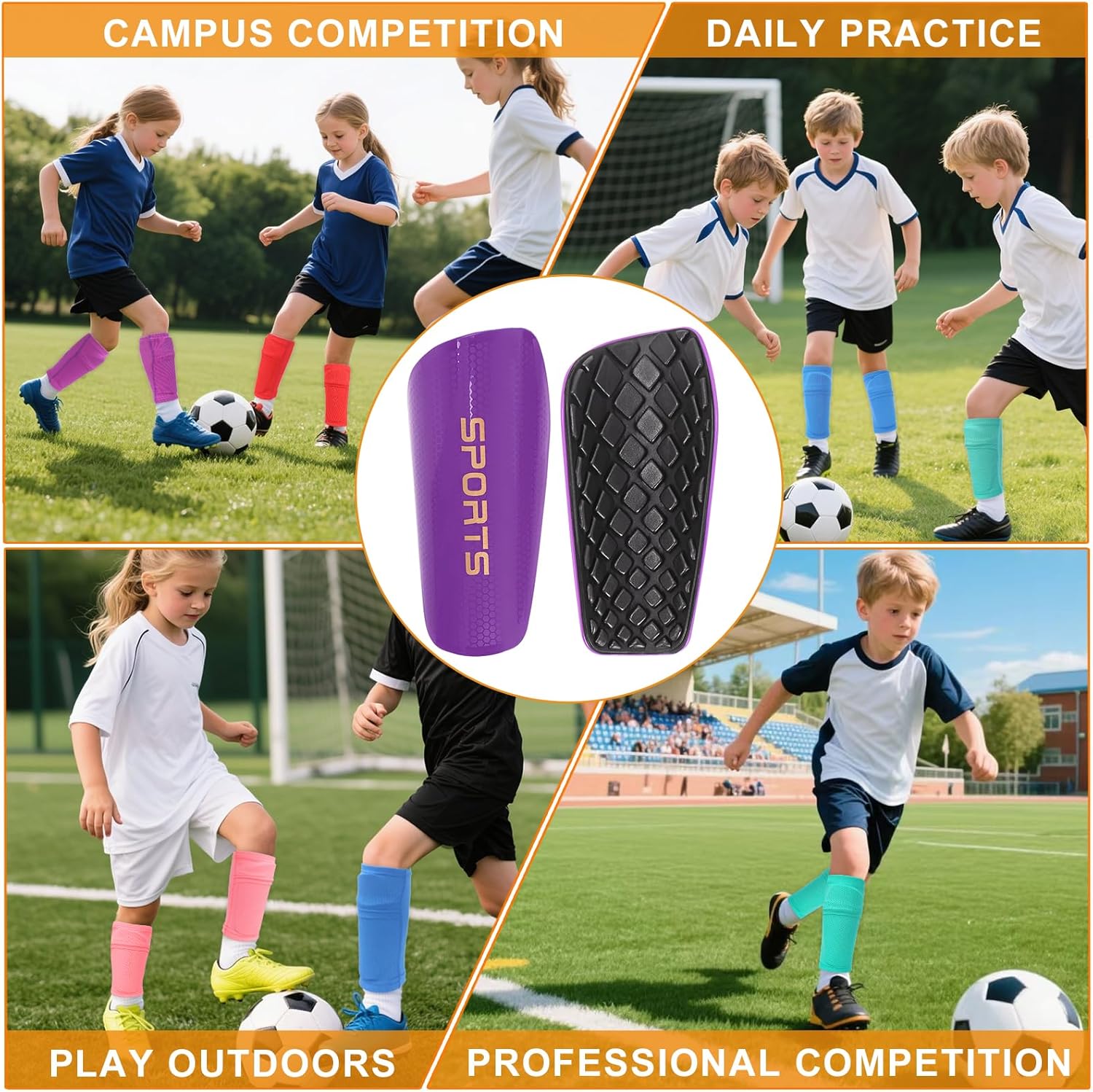 Shin Guards Soccer Kids 2025 Version High-Density Foam Soccer Shin Guard with Sleeves Shin Protective Pads for Kids Daily Practice School Competitions Outdoor Play - Image 6
