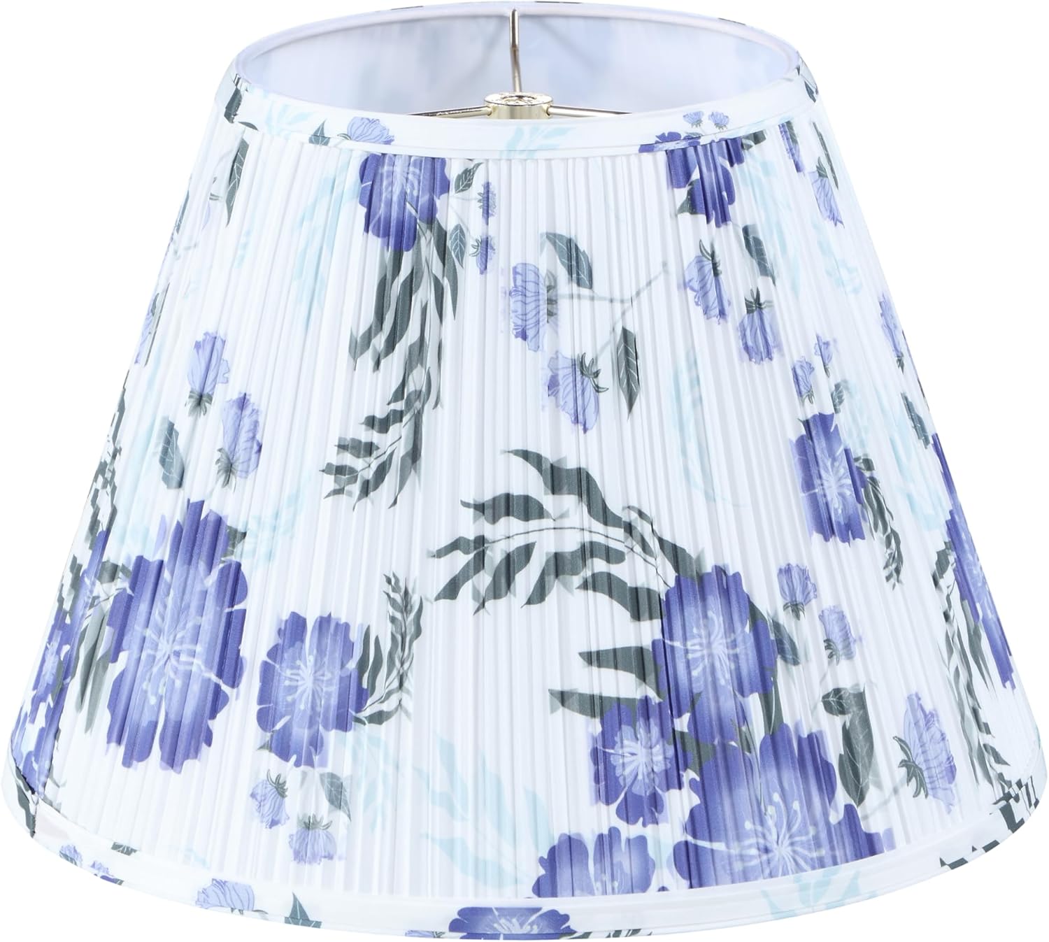 Aspen Creative 33178, Hardback Empire Transitional Spider Lamp Shade, Mushroom Pleated White with Blue Floral Print Designed Fabric, 8" Top x 15" Bottom x 11" Slant Height White & Blue 8" Top x 15" Bottom x 11" Slant Height