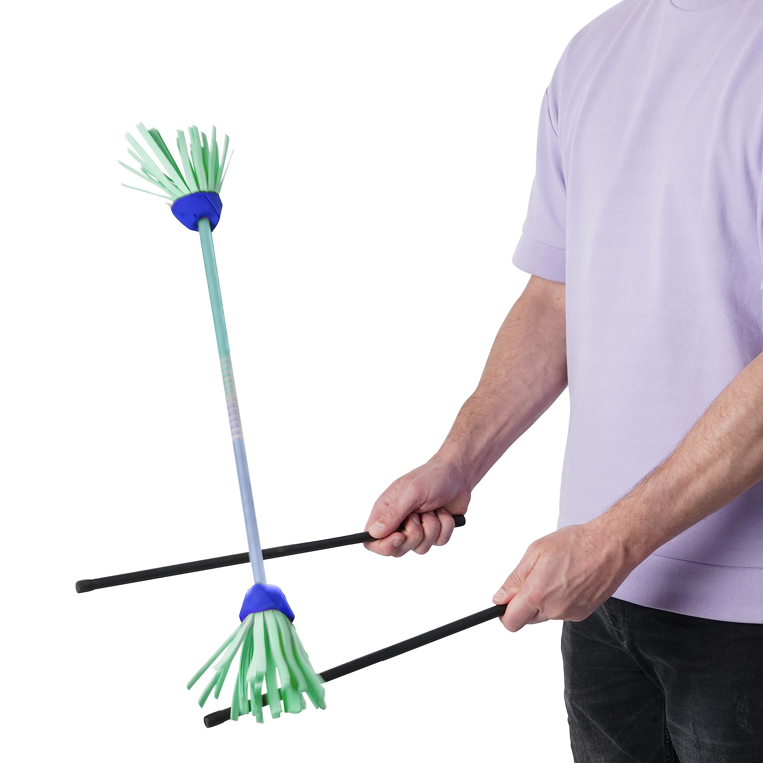Diabolo Freizeitsport Flowerstick Pro Fiberglas UV reaktiv handbemalt blau-türkis