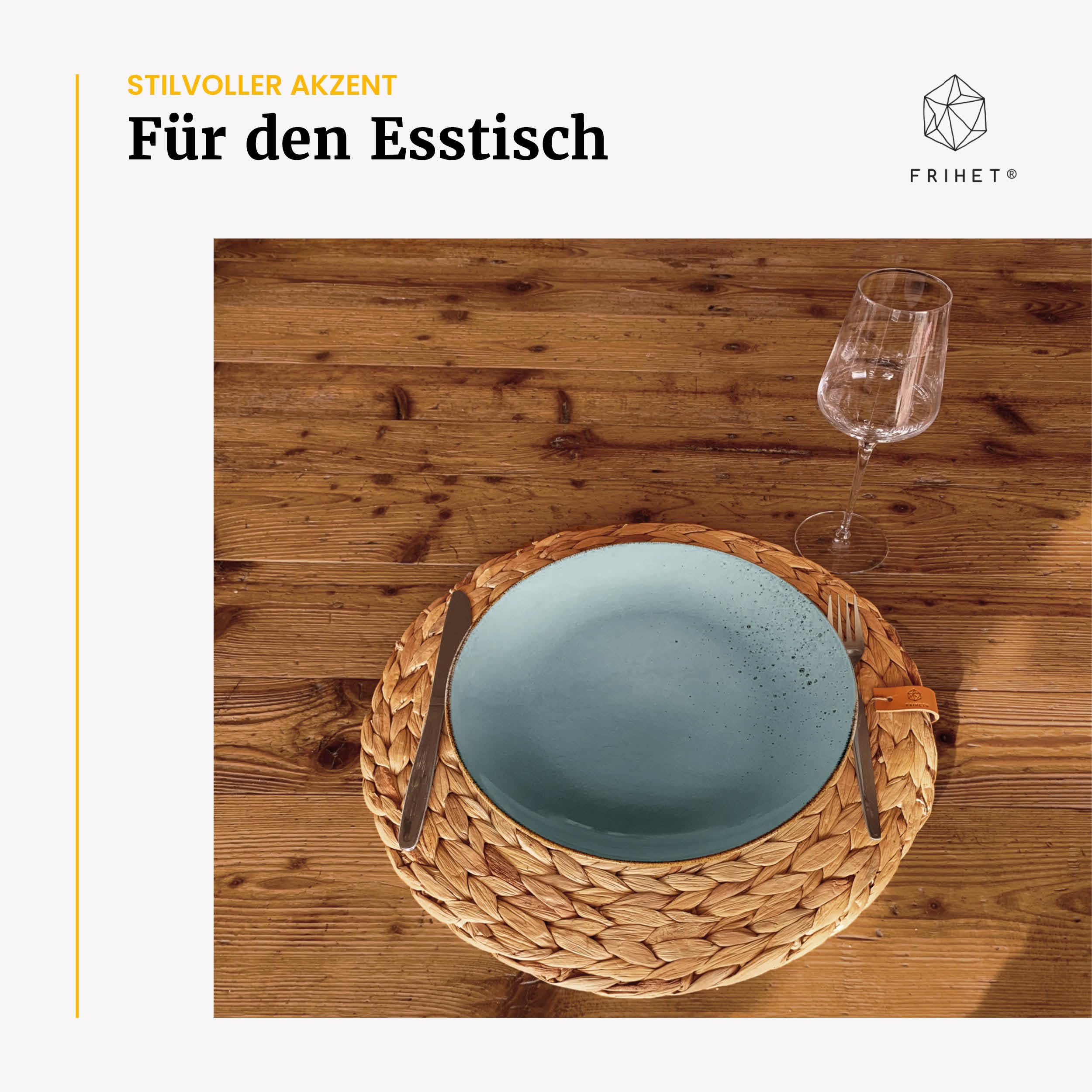 FRIHET® Tischset Oslo Set Rund Wasserhyazinthe Natur - (6, 38cm)