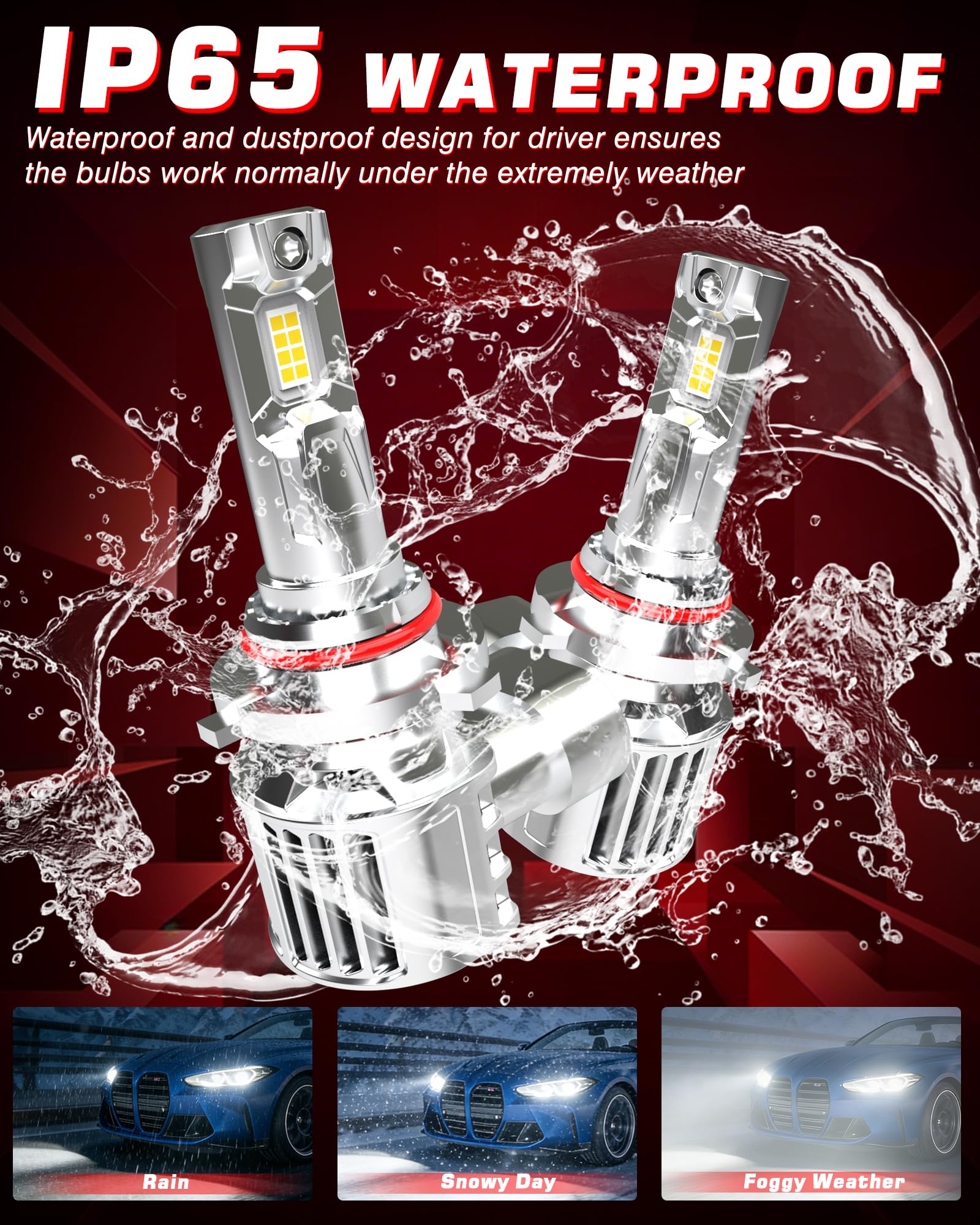 Żarówka LED HB3, super jasna 80 W, 16000 lm, 6000 K, zimna biel, regulowana wiązka 360 stopni, HB3 9005 LED Canbus Zestaw do bezbłędnej konwersji, Mini wszystko w jednym, zestaw 2 szt