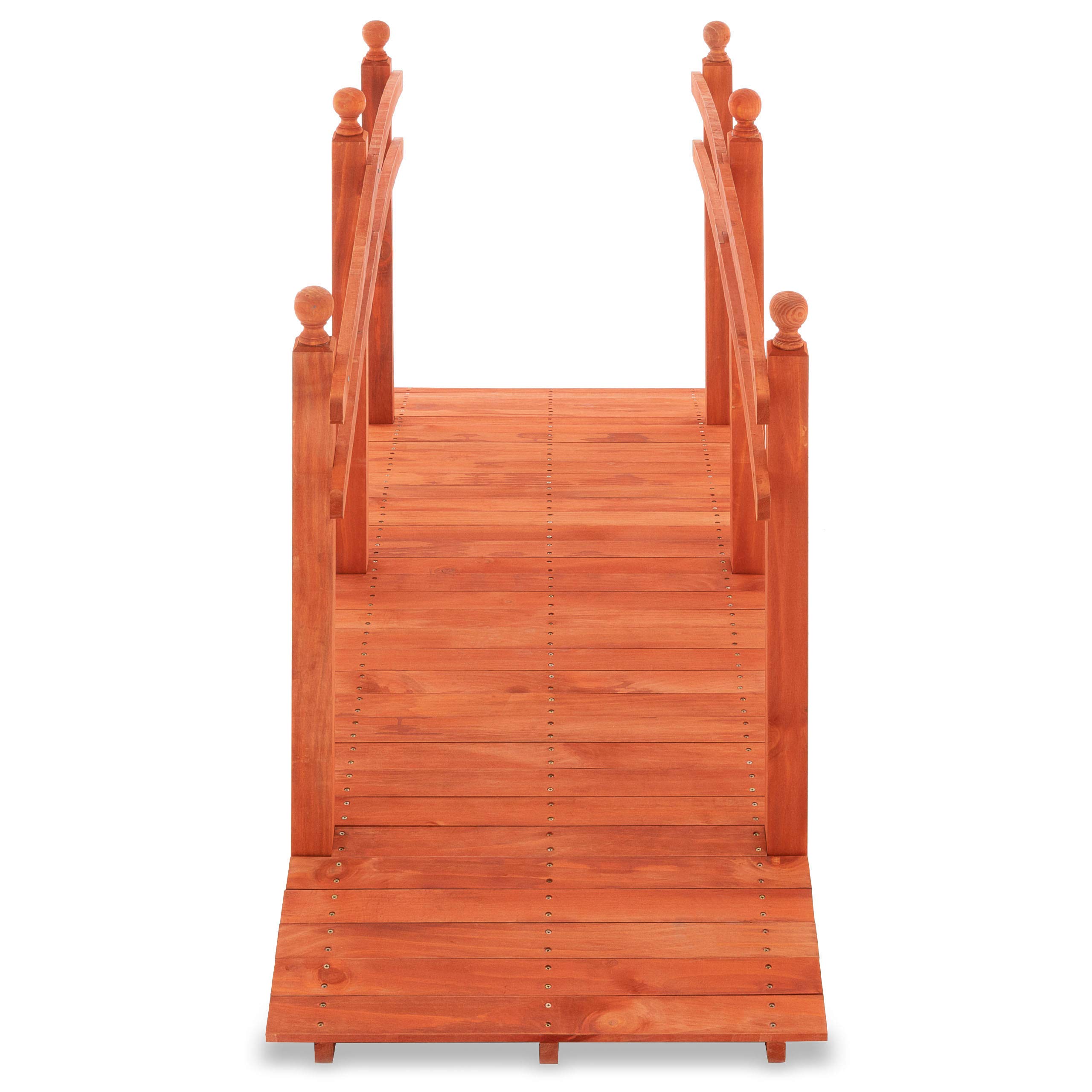 NEXOS Große XL Holzbrücke mit Geländer - Farbe: Rot-Braun – 2,35 m
