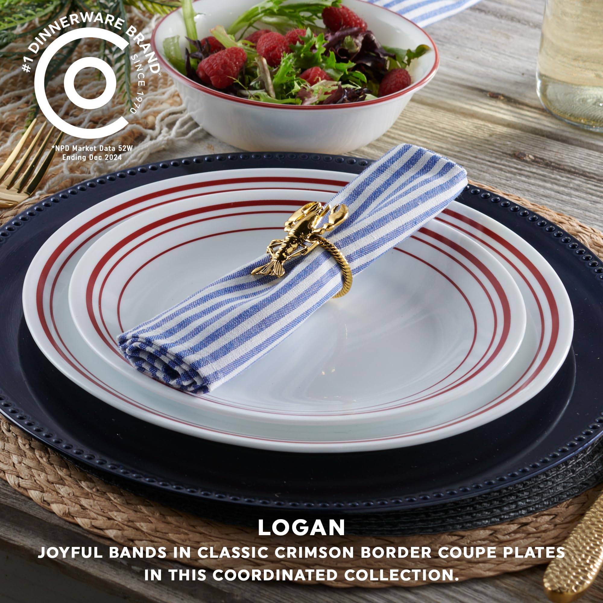 Corelle Logan 12-teiliges Geschirr-Set, Service für 4 Personen, dreilagig, splitter- und rissfest, Glasteller und Schüssel-Sets