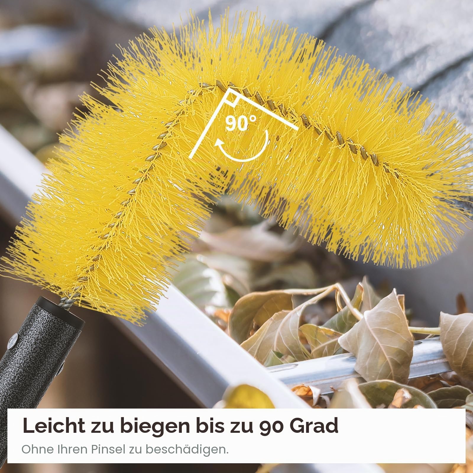 Dachrinnenreinigungswerkzeuge von The Ground, 3 m Dachrinnenreinigungsbürste mit Teleskopstange, Dachrinnenschutz, Dachwerkzeug zum Entfernen von Blättern und Schmutz
