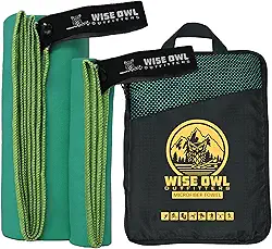 Wise Owl Outfitters Toalha de acampamento de microfibra - toalha de secagem rápida para viagens, mochilão, caminhada, praia, academia e ioga - compacta, secagem rápida e leve