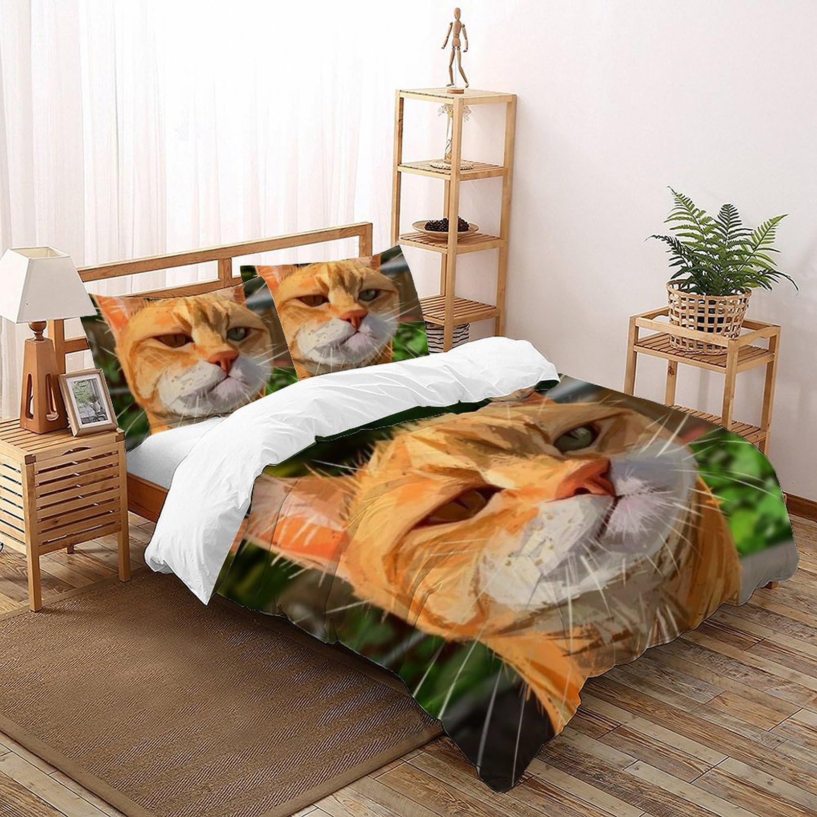 Housse de couette double Animaux Imprimé 3D Le Chaton avec 2 taies d'oreiller