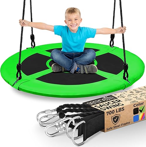 SereneLife Columpio de platillo con kit para colgar, columpio de árbol al aire libre con giratorio para niños (verde) disponible en Yaxa Colombia