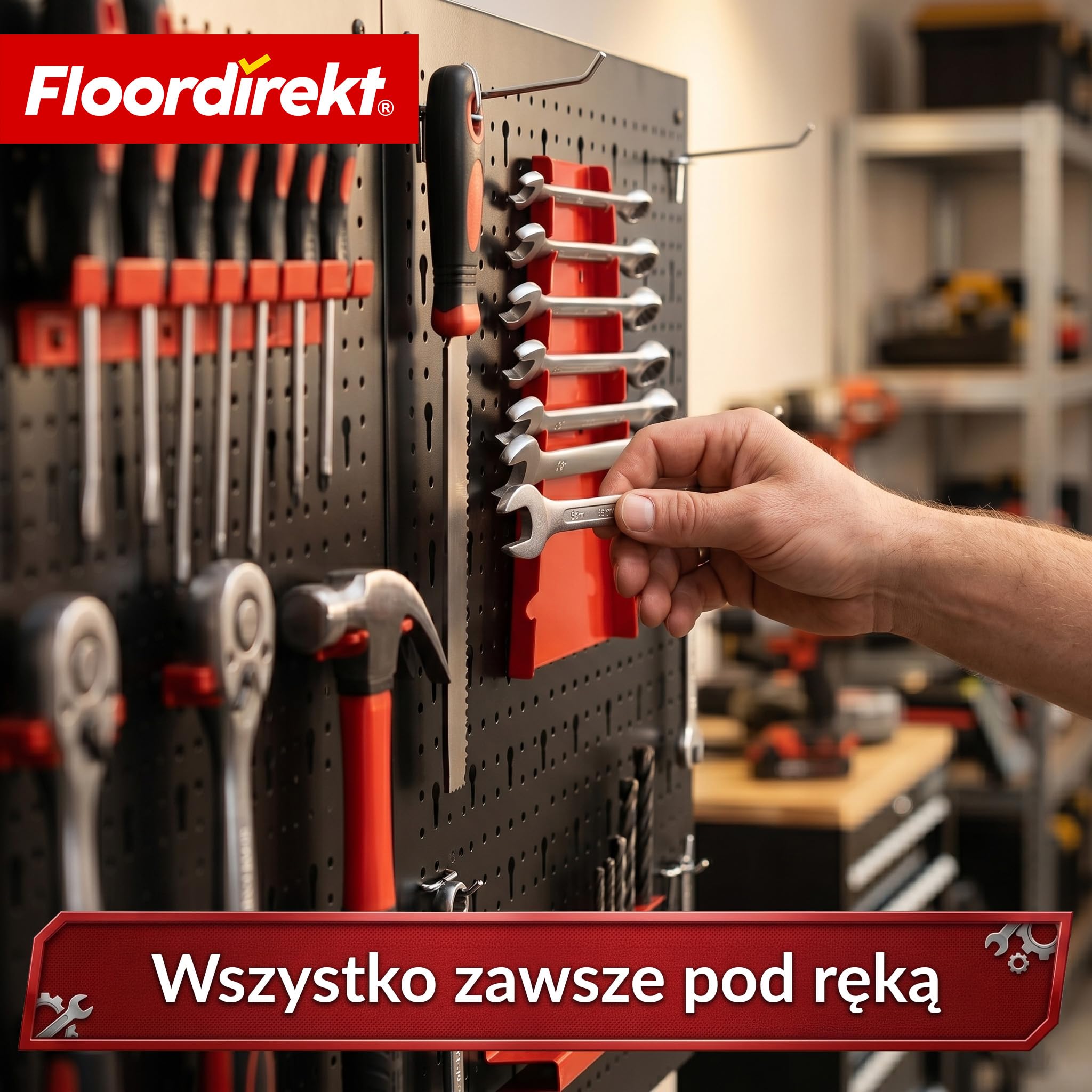 Floordirekt Narzędzie ściana perforowana z metalu 240 x 60 cm, płyta perforowana – zestaw 6 płyt, do stołu warsztatowego, garażu, wyposażenia warsztatowego