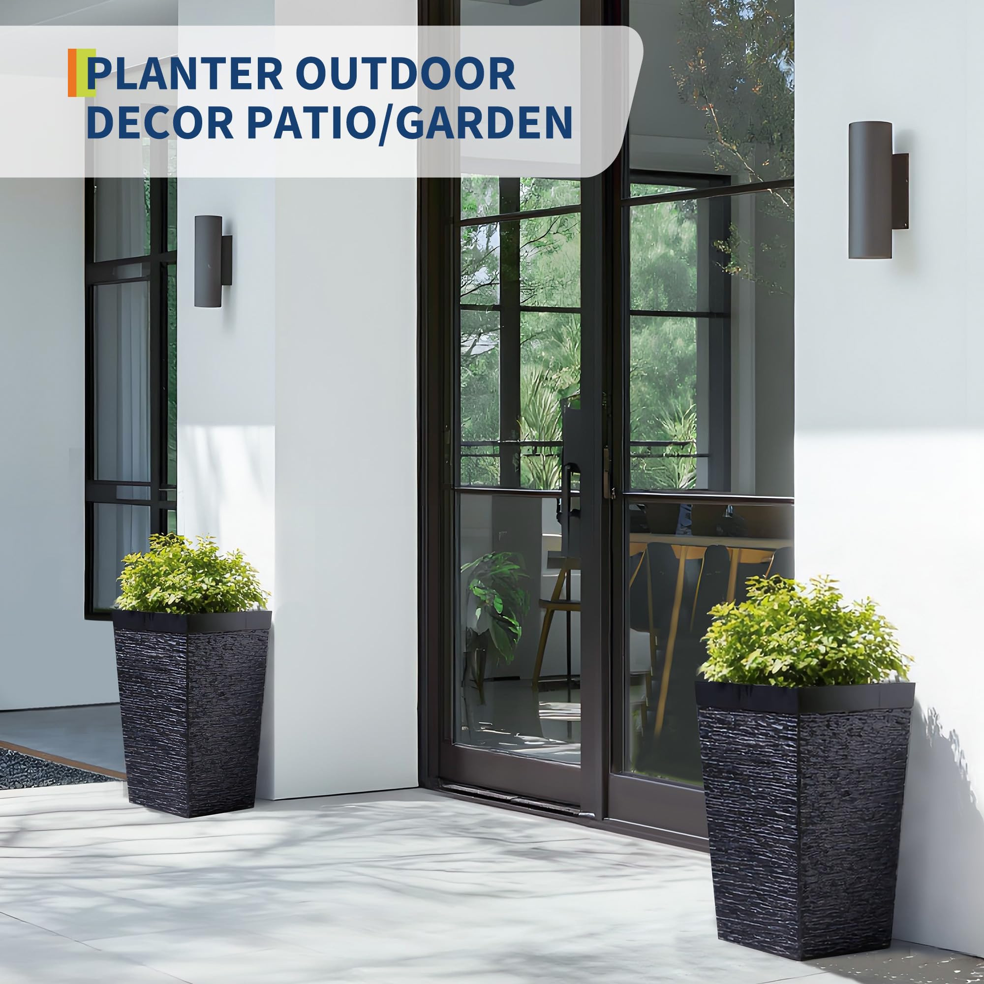 Planters indoors near window