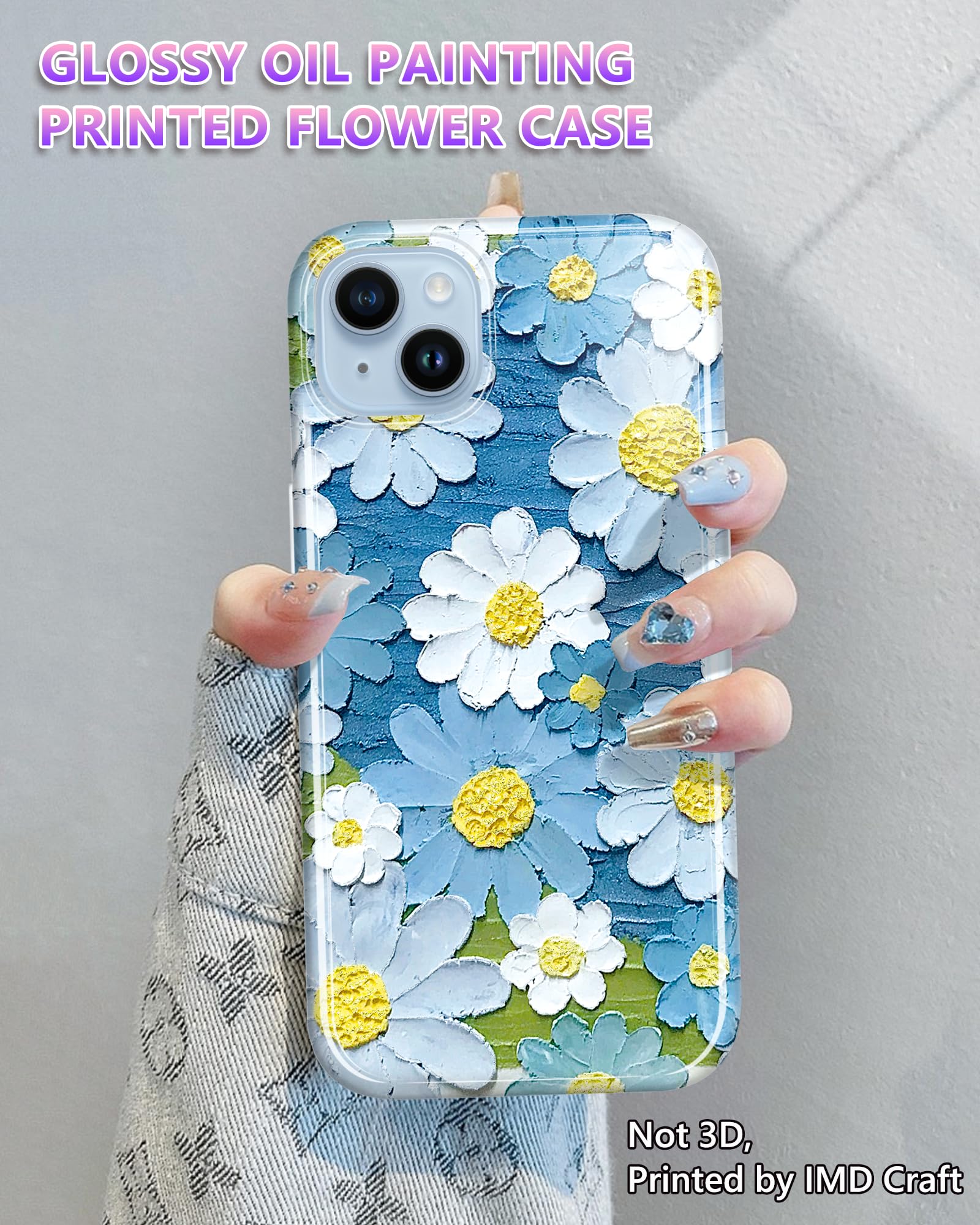 JIAXIUFEN Capa compatível com iPhone 13 com glitter retrô pintura