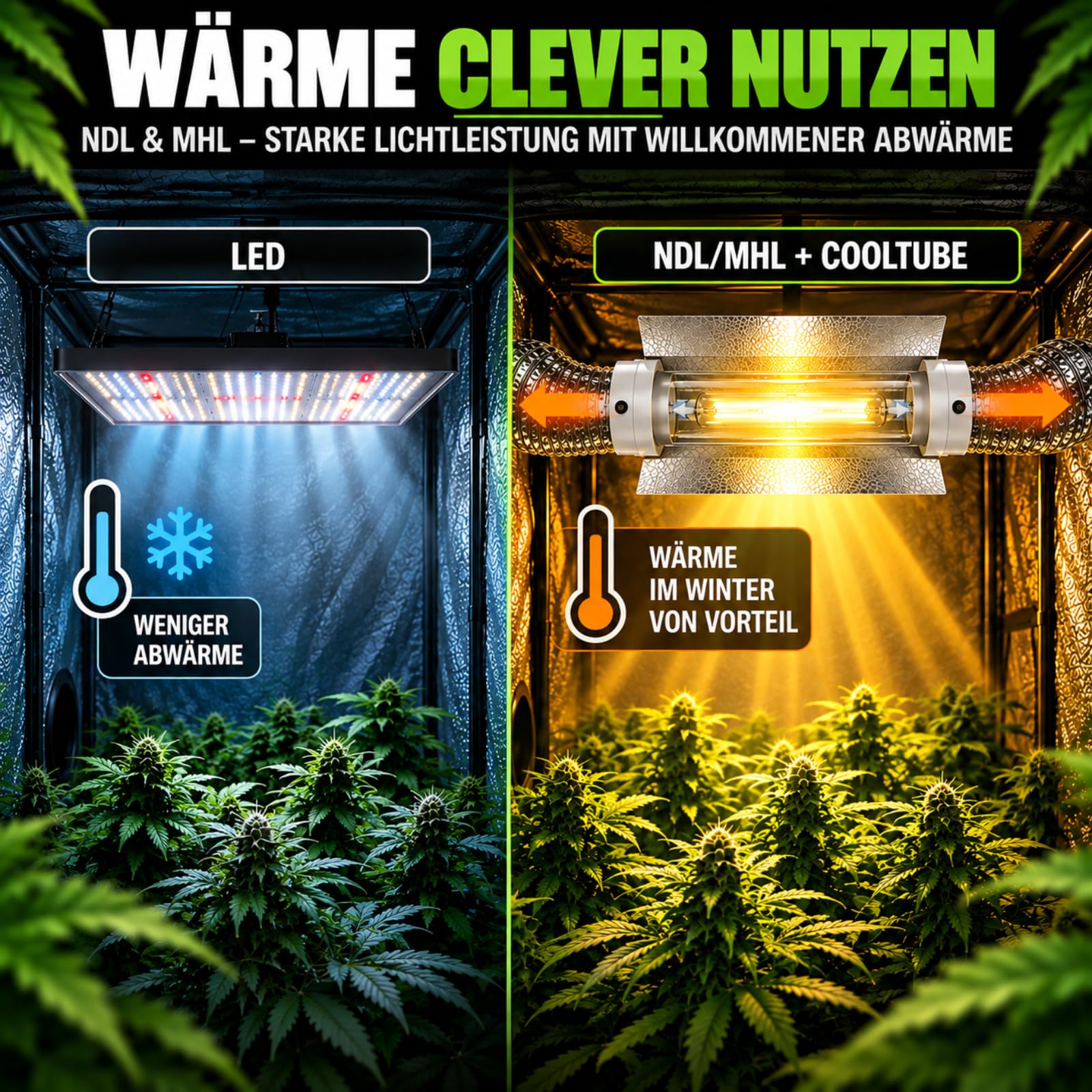 Weedness Cooltube Réflecteur Croissance 150 mm Flasque 59 cm Long - Lampe Éclairage NDL & MHL E40 Douille Lampes Verre 600w Plantes