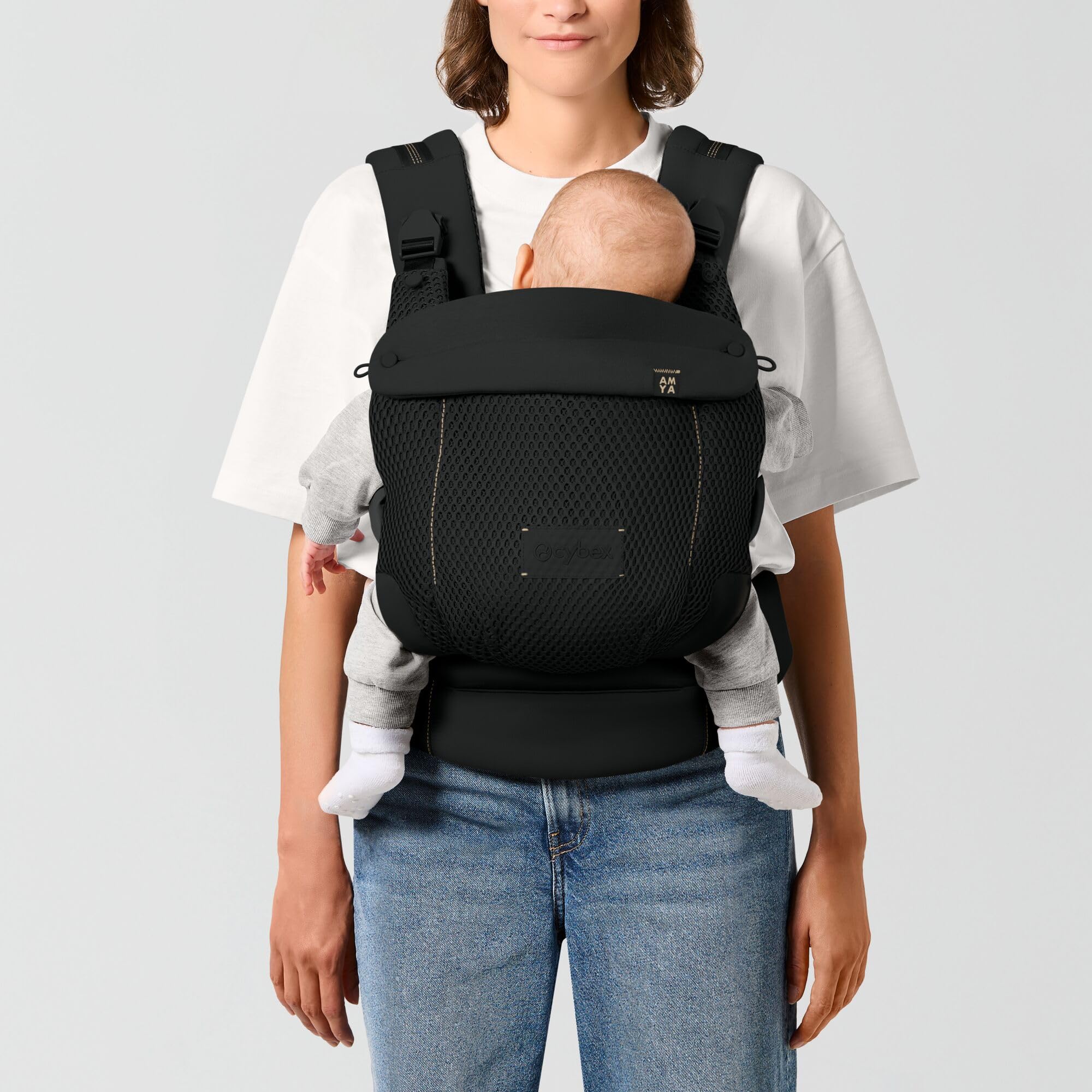 CYBEX Gold AMYA Marsupio, Dalla Nascita Fino a Circa 3 Anni, Peso del Bambino da Min. 3,2 kg a Max. 15 kg, Peso Proprio 760 g, Struttura Autoadattabile, Tessuto Traspirante, Magic Black