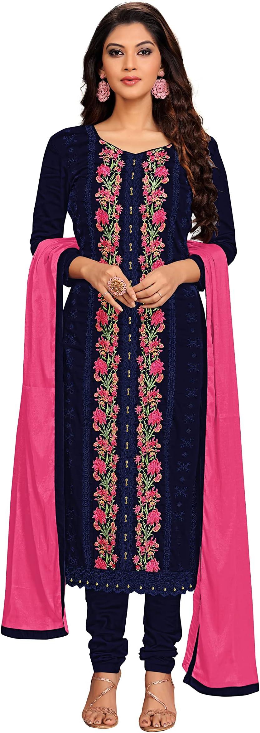Nivah FashionWomen's Cotton Embroidery Dress Material Unstitched