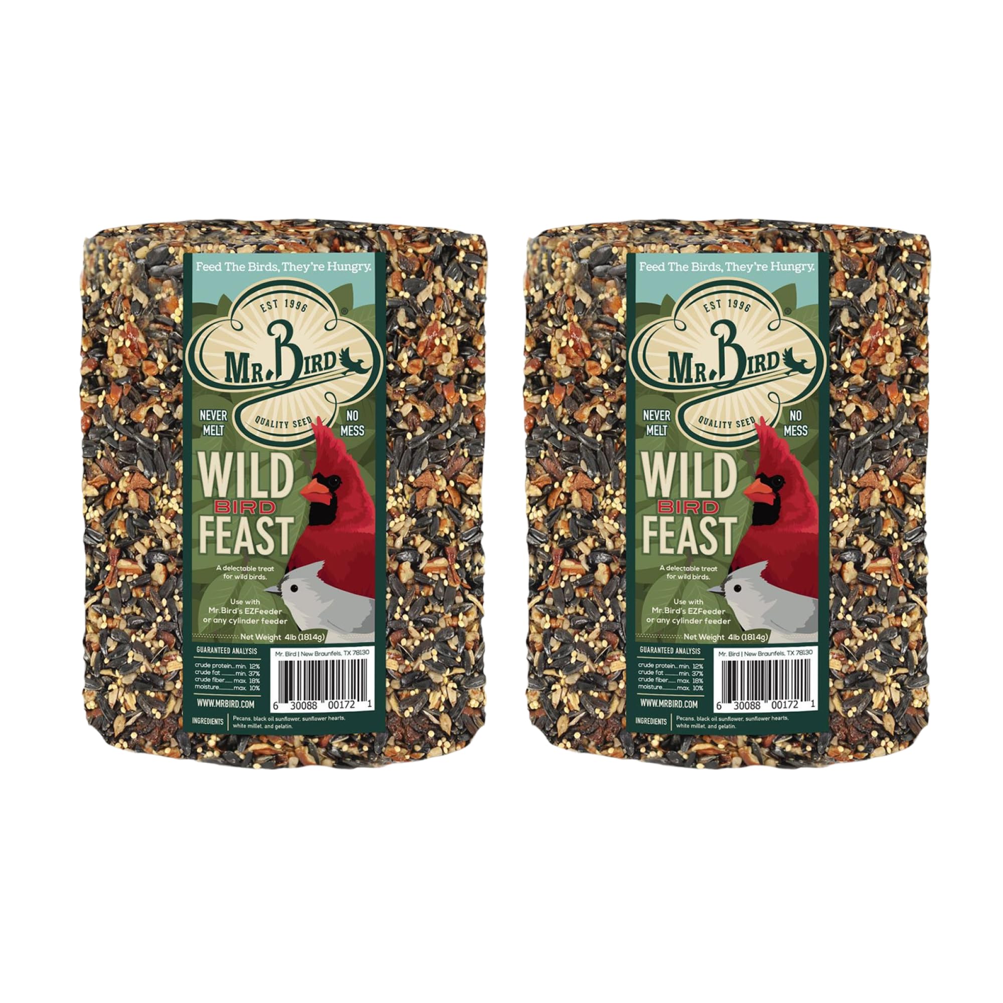 Mr. Bird WildBird Feast Cylinder, 2-Pack, 4 lbs