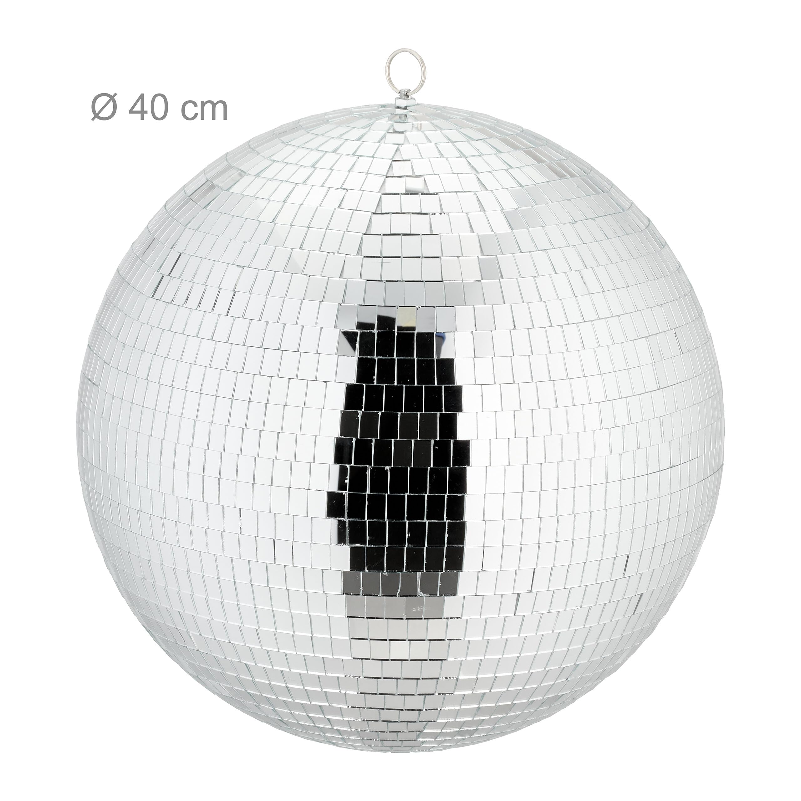 Relaxdays Palla da Discoteca Strobosferica, Ø 40 cm, Mirror Disco Ball, Strobosfera a Specchio, Party Gadget, Argentato