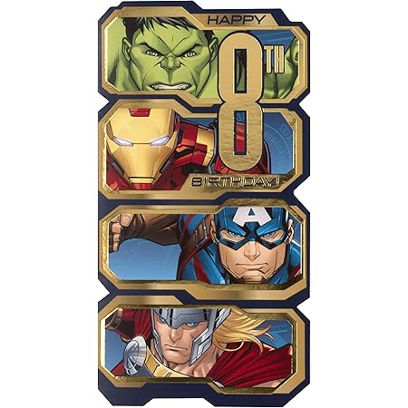 Hallmark Carte D Anniversaire Pour 8 Ans Motif Marvel Avengers Amazon Fr Fournitures De Bureau