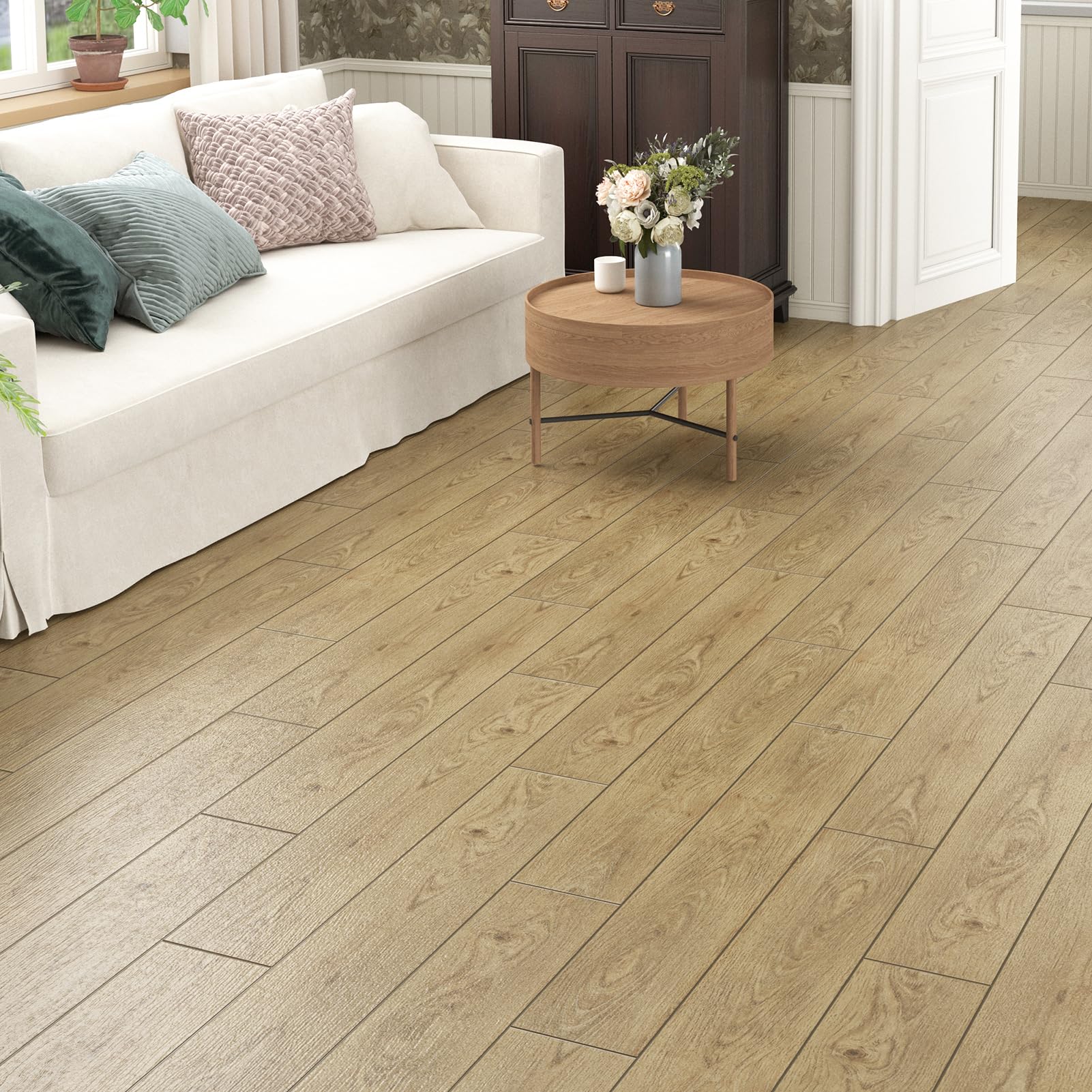 24 Piezas Suelo Vinilo Autoadhesivo Marrón Parquet Laminado Para Suelo Antideslizante Suelo Vinilo Efecto Madera Para Baño Cocina Impermeable Losetas Vinilicas 90cm x 15cm Suelo PVC