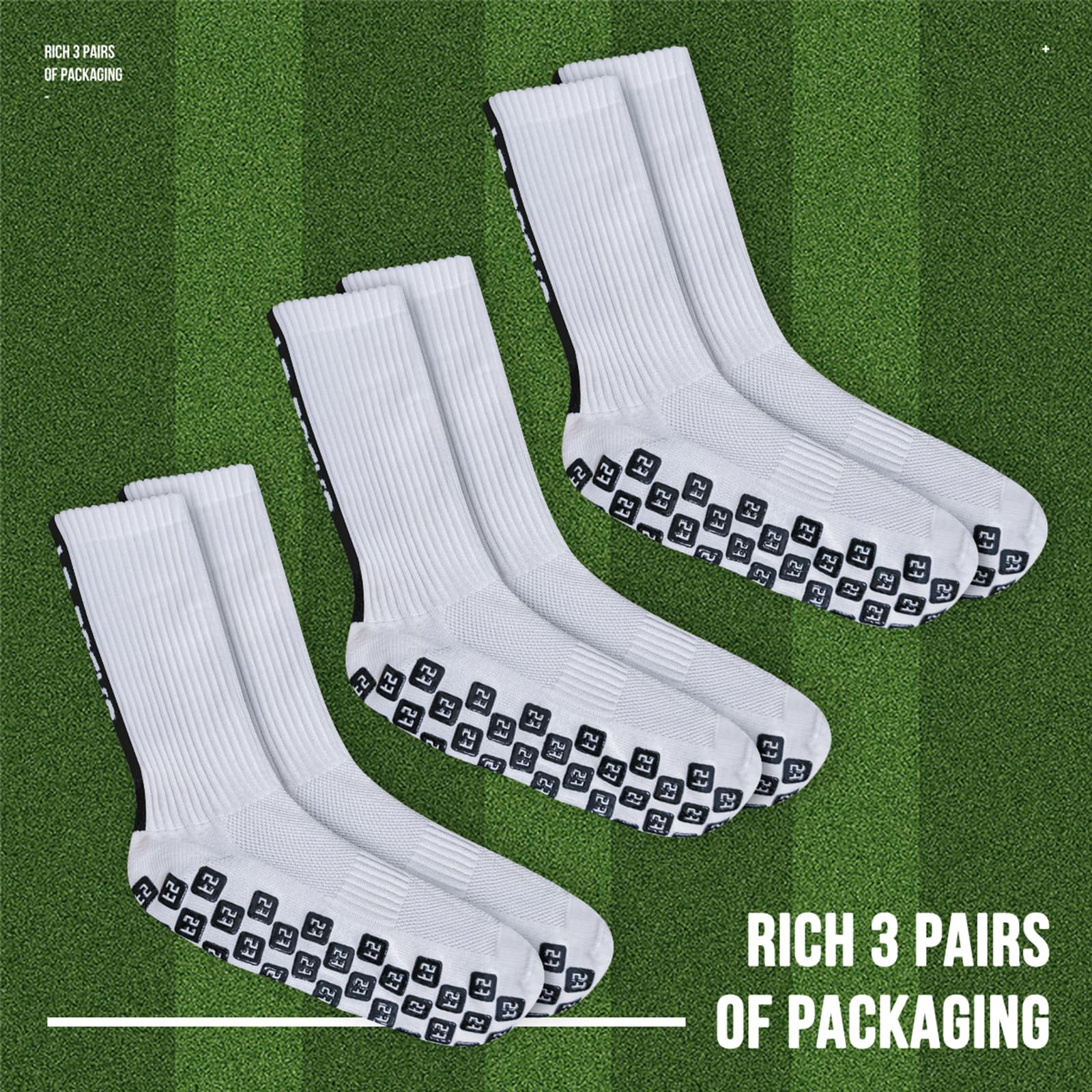 Calcetines Futbol 2 Pares Calcetines Deportivos Antideslizantes Hombre Mujer & Kinder, Tallas 35-39 39-46 46-50, Calcetines Deportivos Grip Socks Football para Football