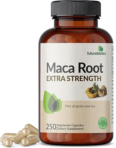 Futurebiotics La raíz de maca extra fuerte apoya la energía, la resistencia y la salud reproductiva, sin OMG, 250 cápsulas vegetarianas