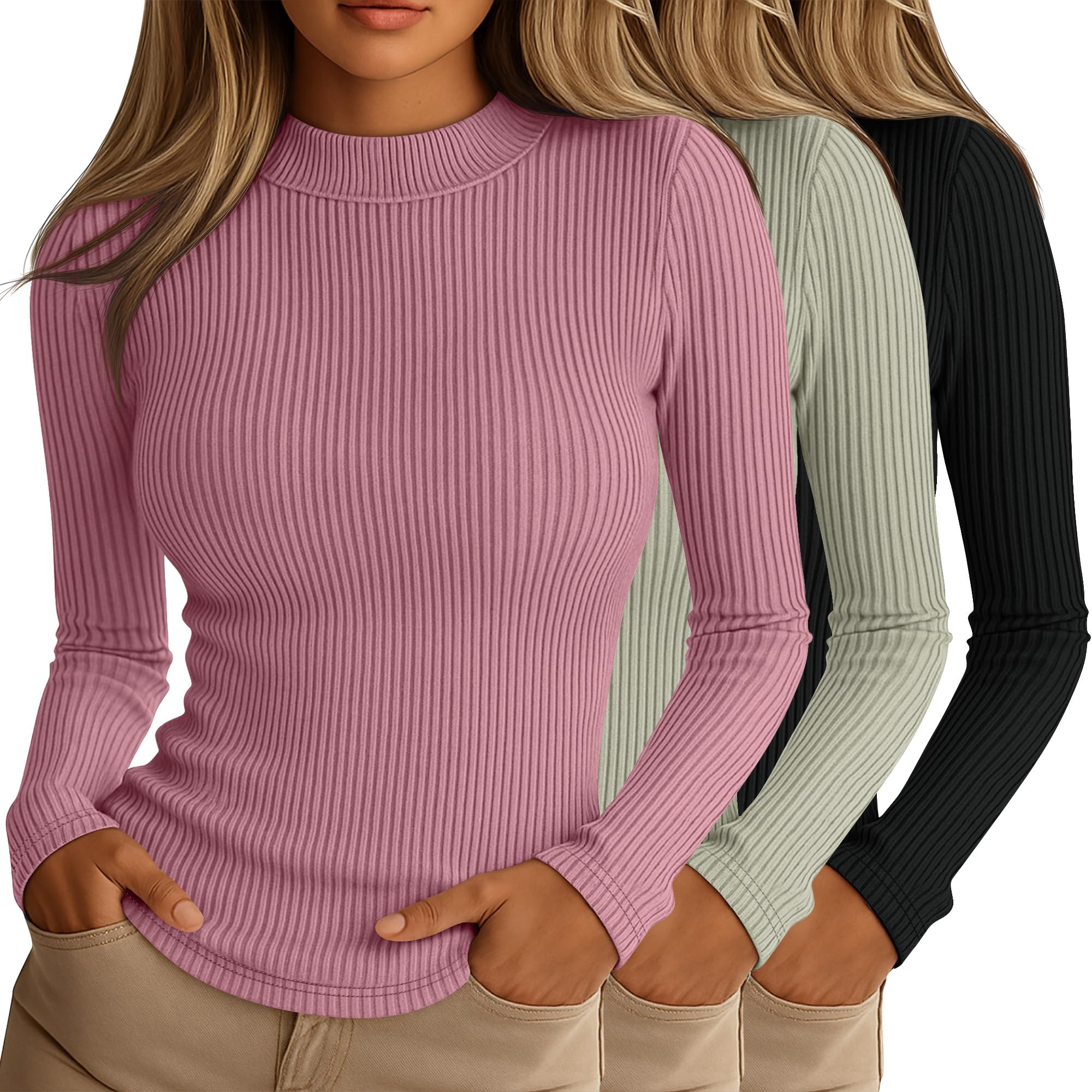 Riyiper 3 Pack Mock Turtleneck