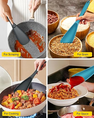 Miniatura 5 de Paquete de 2 cucharas de cocina para utensilios de cocina antiadherentes, cuchara multifunción sin BPA, diseño de una sola pieza, adecuado para