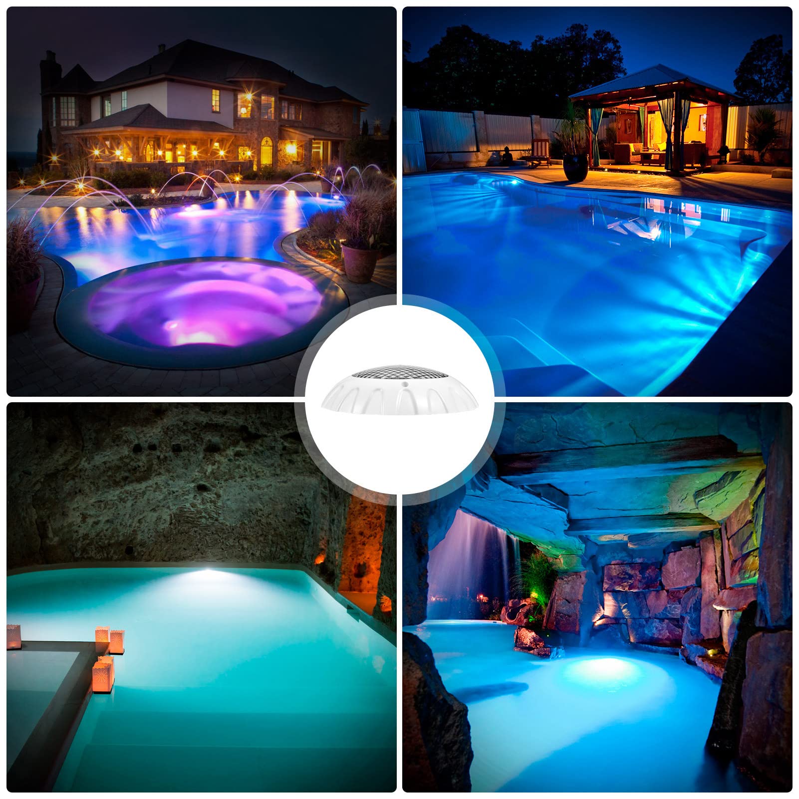 EDEDE Luci Piscina, 2 Pezzi Luce Subacquea 12V Luce for Piscina montata a Parete Impermeabile Colorata Luce for Piscina Telecomando Senza Fili Paesaggio LED