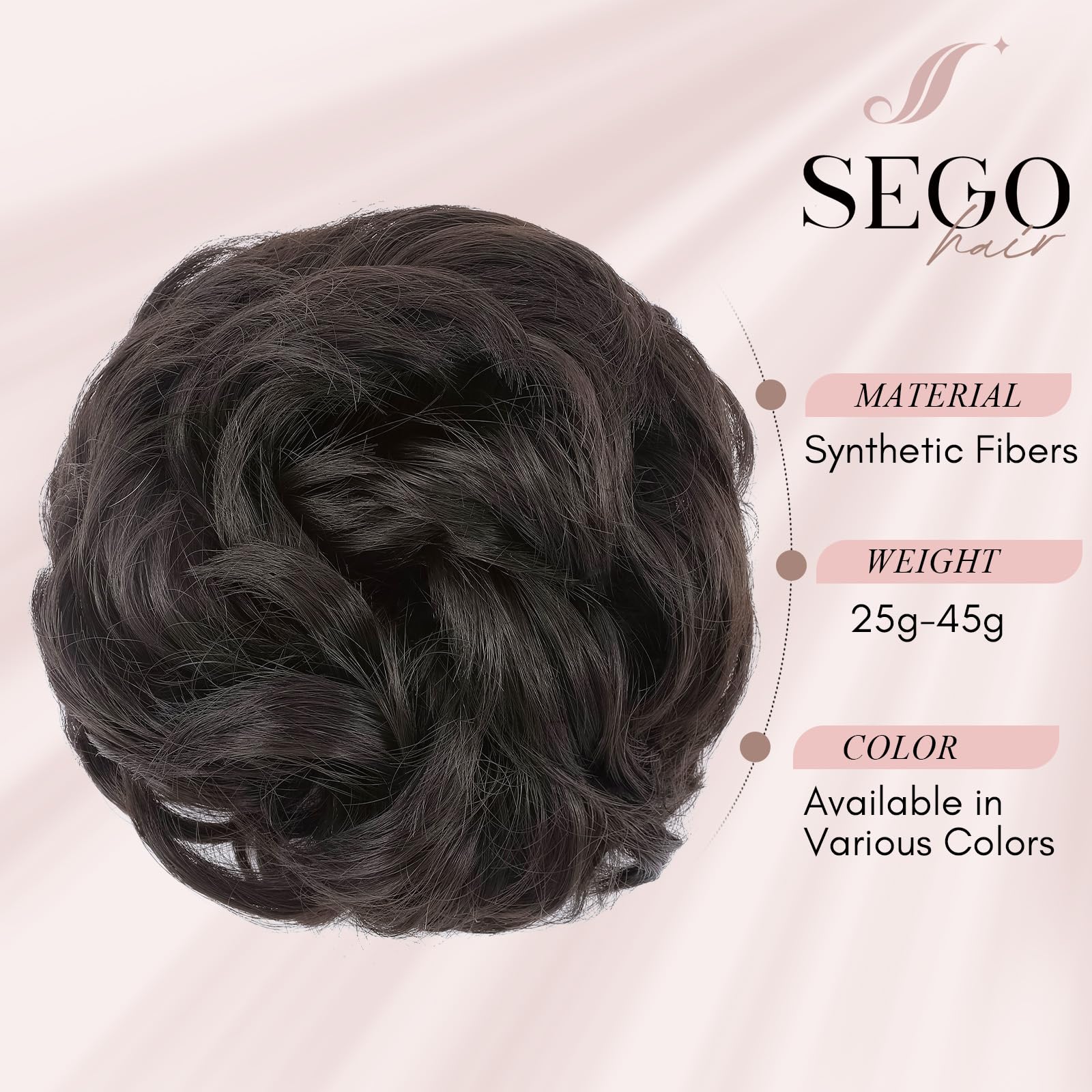SEGOHAIR Messy Bun Hair Piece Fake Hair Bun Hair Scrunchies Bun - Image 2