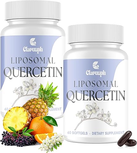 Quercetina liposomal Suplemento de apoyo inmunológico* para alergias respiratorias y estacionales Quercetina con bromelina 1000 mg - Mezcla con