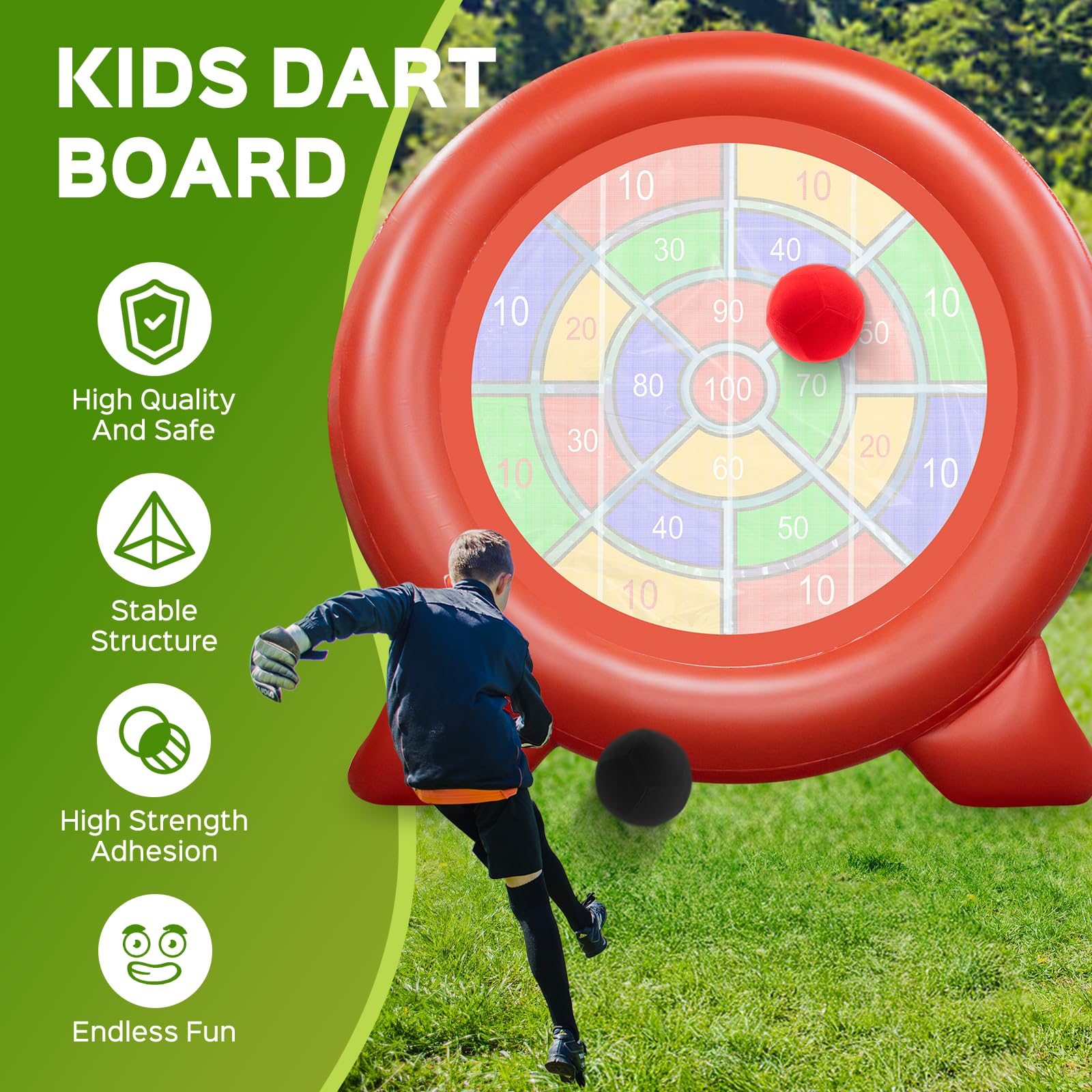 Jeu de Fléchettes Gonflable, Jeu de Fléchettes Géant avec Pompe à Air, Jeu Gonflable de Golf & Football pour Enfants Adultes et Famille, 1,8 de Haut Étanche, Jeu de Jardin Extérieur