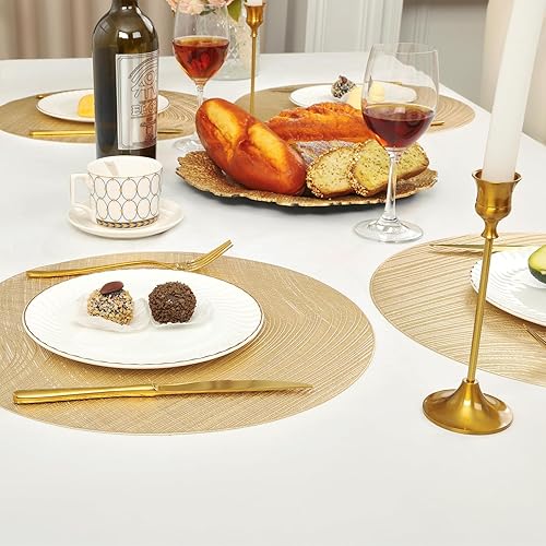 Miniatura 7 de U'Artlines Paquete de 12 manteles individuales metálicos huecos de vinilo, antideslizantes, aislantes de calor, manteles para mesa de cocina