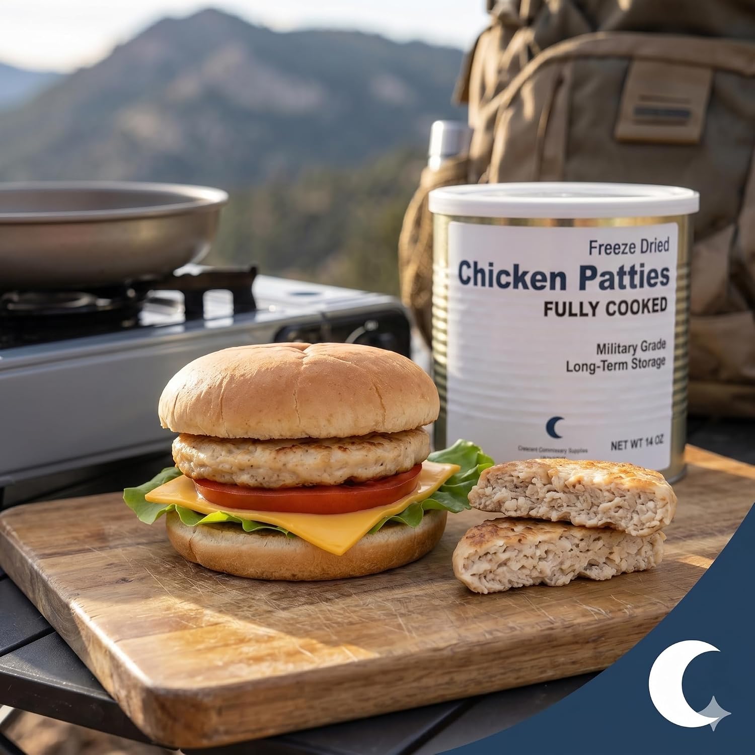 Military Surplus Freeze-Dried Chicken Patties 14 Oz | Long-Term Emergency Food | 25+ Year Shelf Life | Fully Cooked, High-Protein Survival Meal | Ideal for Camping & Outdoor Adventures
