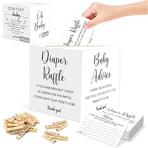 Amazon.com : 3 Minimalist Baby Shower Games-101 Pieces Diaper Raffle ...