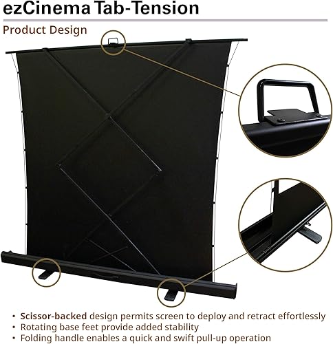 Miniatura 3 de Elite Screens ezCinema - Tensión de lengüeta, 100 pulgadas 43 portátil manual para piso, pantalla de proyector con respaldo de tijera, proyección
