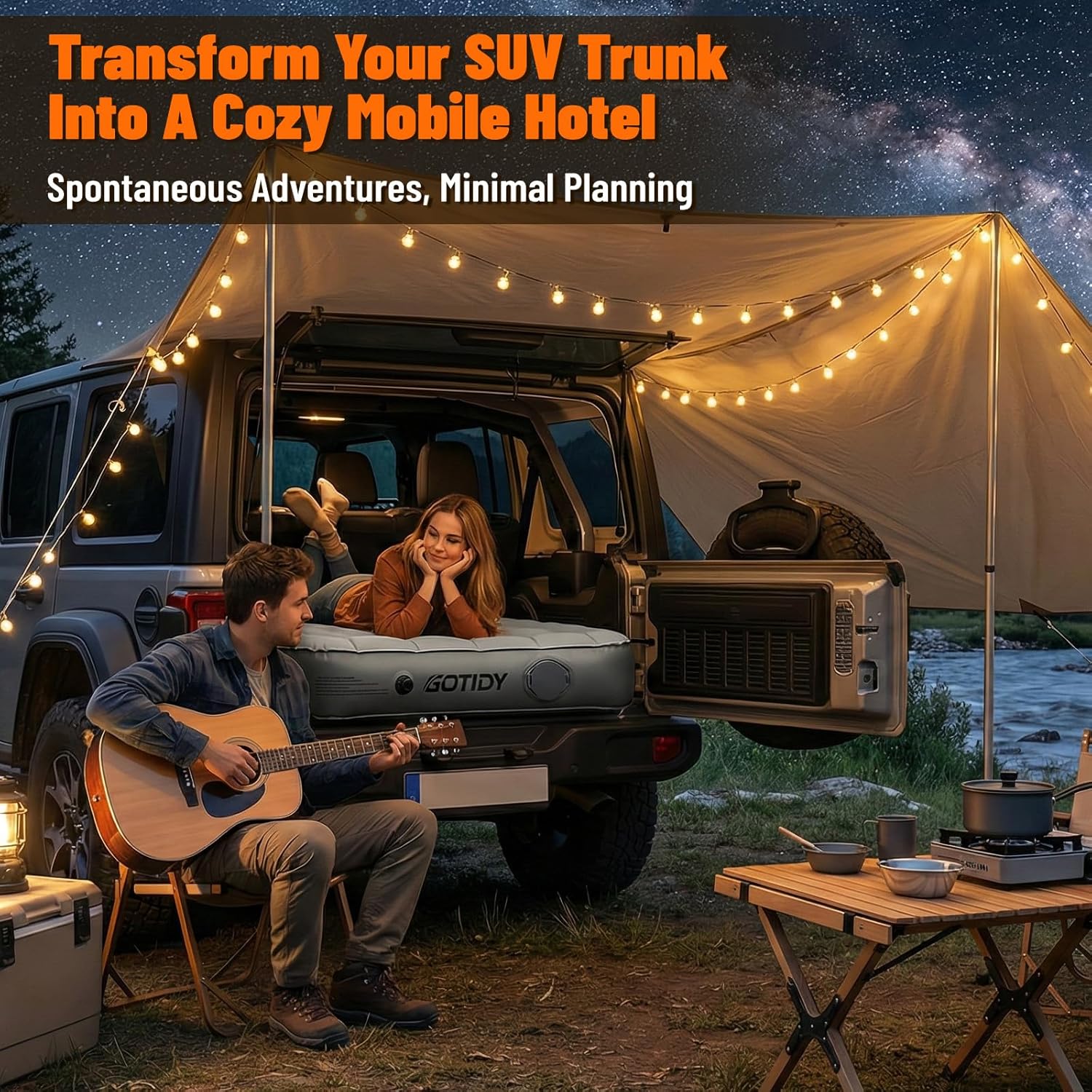 SUV Air Mattress, Comfortable Fabric Texture Car Air Mattress, Customized for Jeep Wrangler JL/JK, Ford Bronco,Subaru Forester, Fit for Large and Mid-Size SUV, Jeep Air Mattress Car Trip