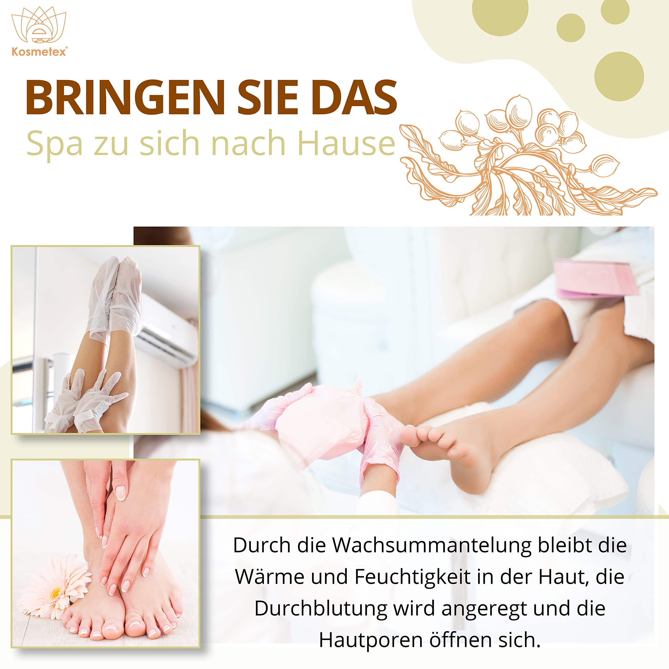 Kosmetex Wellness-Paraffinbad Karite Sheabutter – Paraffin-Entspannungsbad für Hände und Füße – Paraffinwachs – Paraffin-Block für Wachserwärmer (2x 500ml)